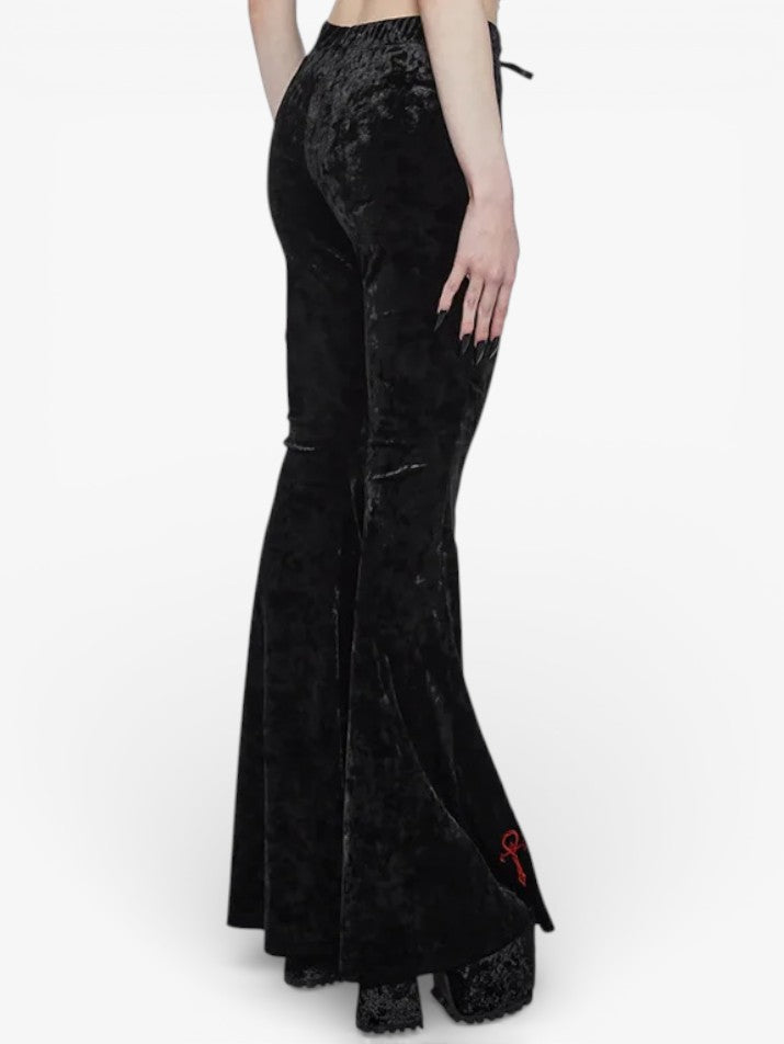Gothic Velvet Cross Flare Pants