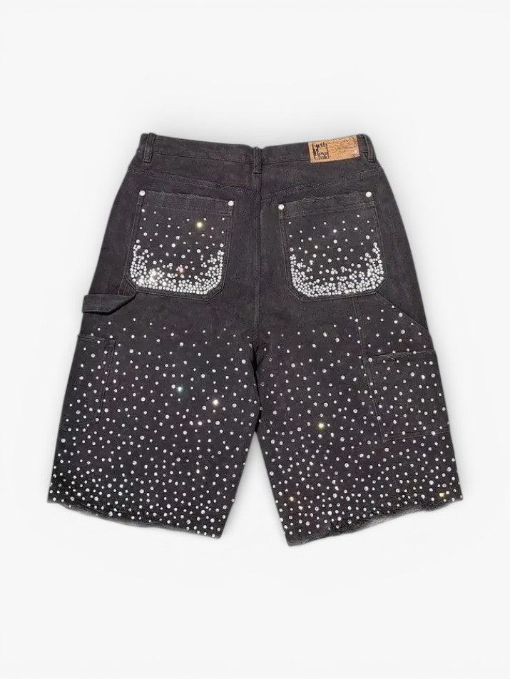 Rhinestone Denim Street Shorts