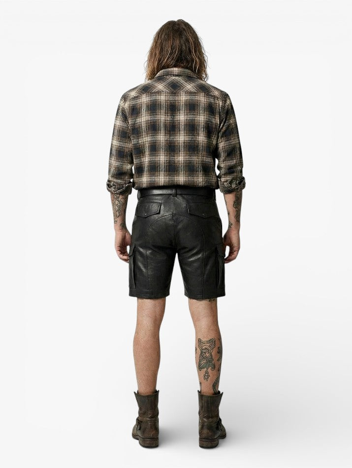 Punk PU Leather Straight-Leg Shorts