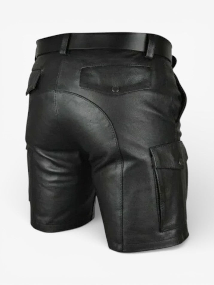 Punk PU Leather Straight-Leg Shorts