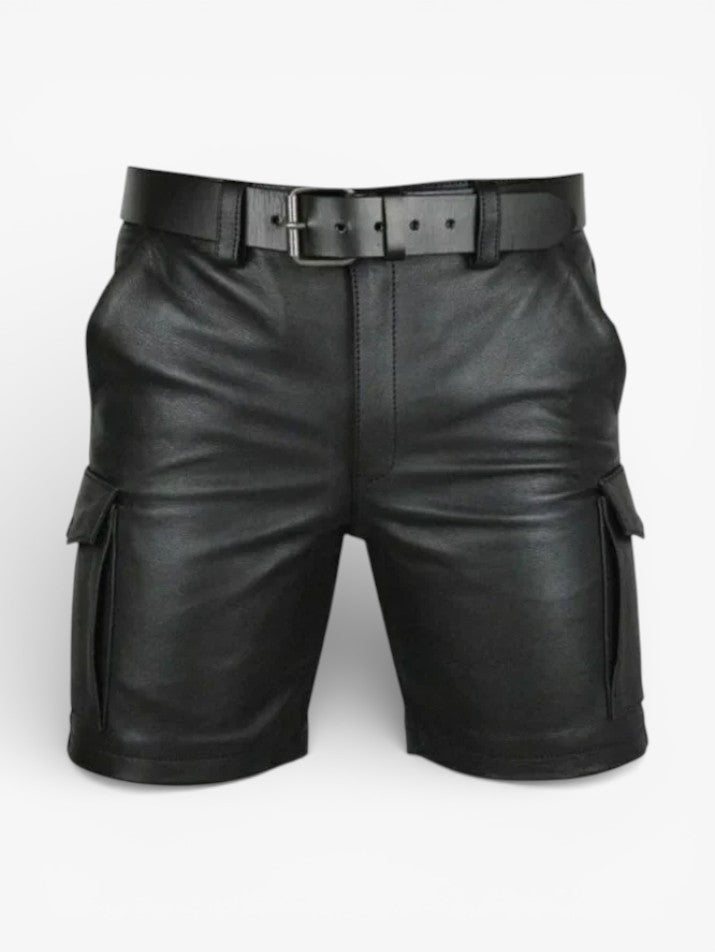 Punk PU Leather Straight-Leg Shorts
