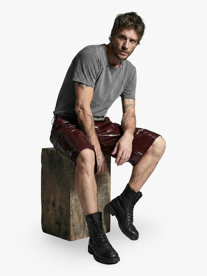 Shiny Burgundy PU Leather Shorts