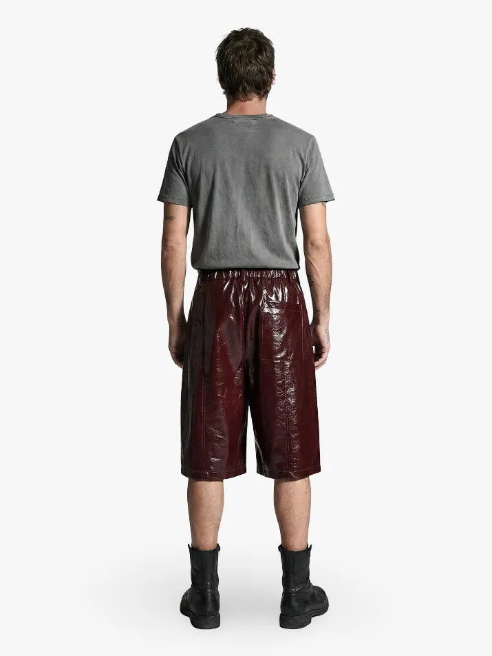 Shiny Burgundy PU Leather Shorts