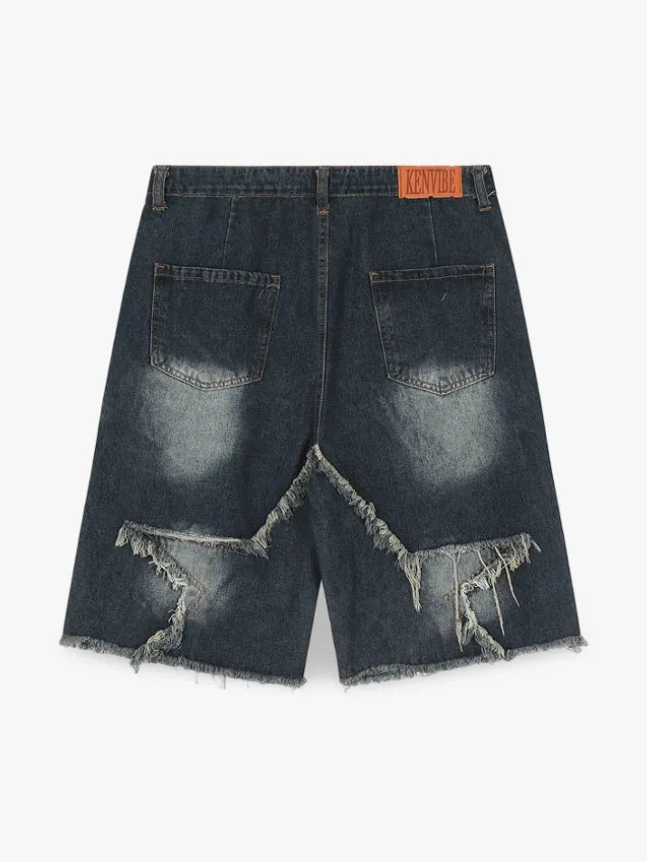 Harajuku Star Patch Denim Shorts