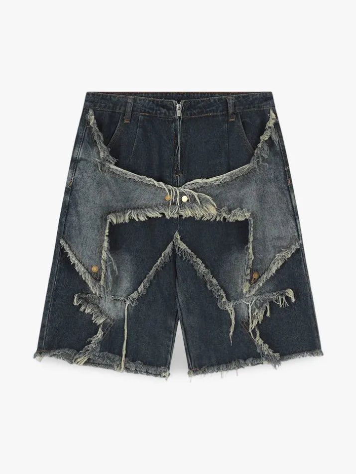 Harajuku Star Patch Denim Shorts