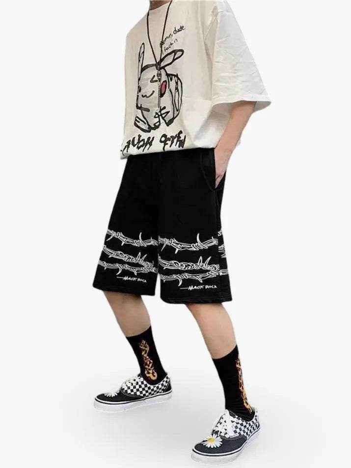 Hip-Hop Printed Baggy Shorts