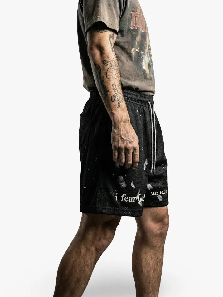 Vintage Cross Print Street Shorts