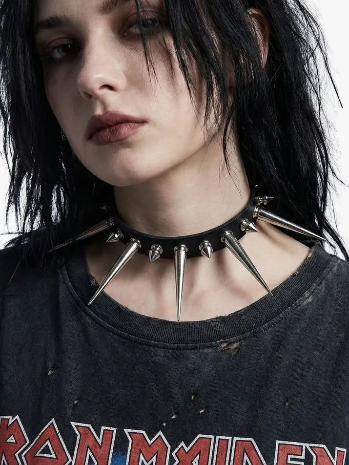 Gothic Long Spike Choker Collar