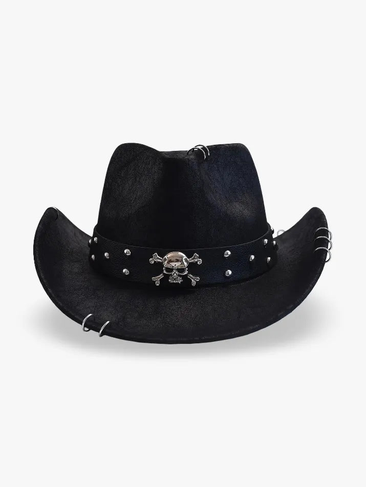 Vintage Western Faux Leather Cowboy Hat