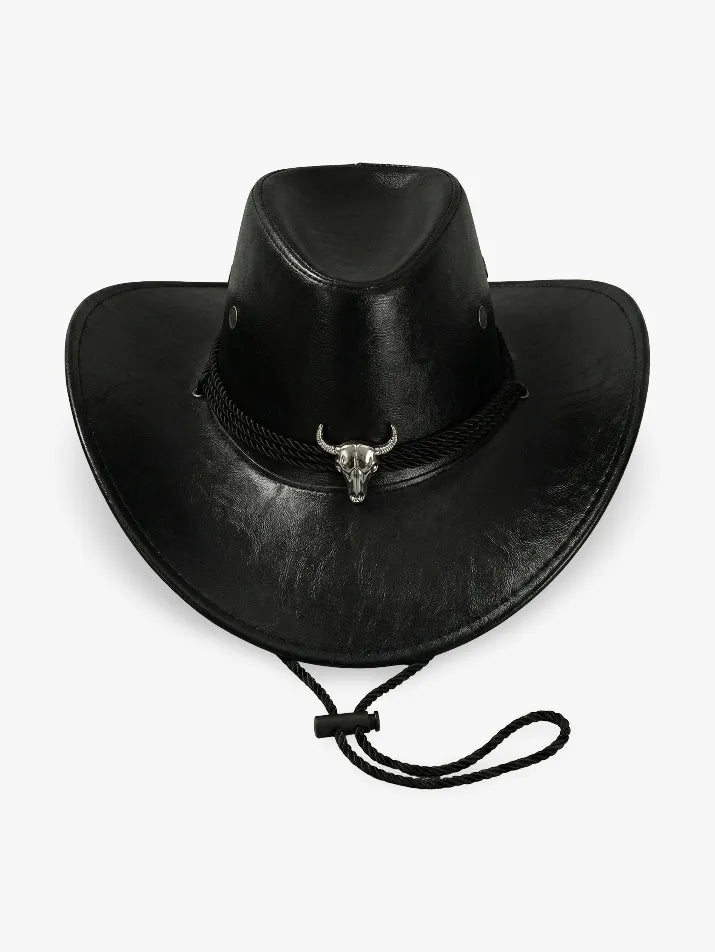 Vintage Faux Leather Western Cowboy Hat