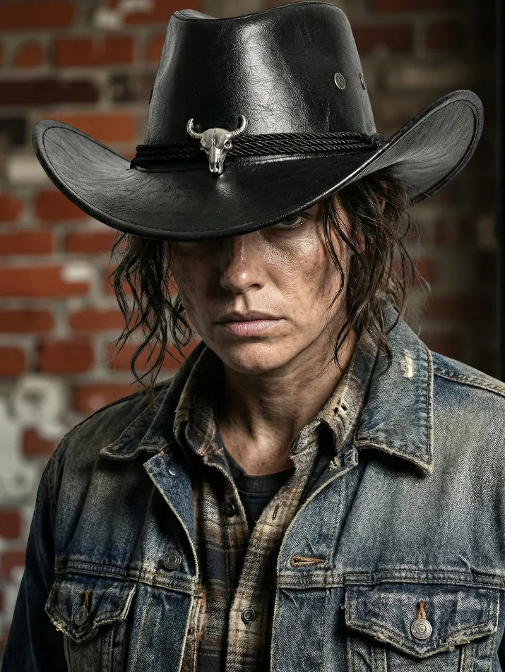 Vintage Faux Leather Western Cowboy Hat