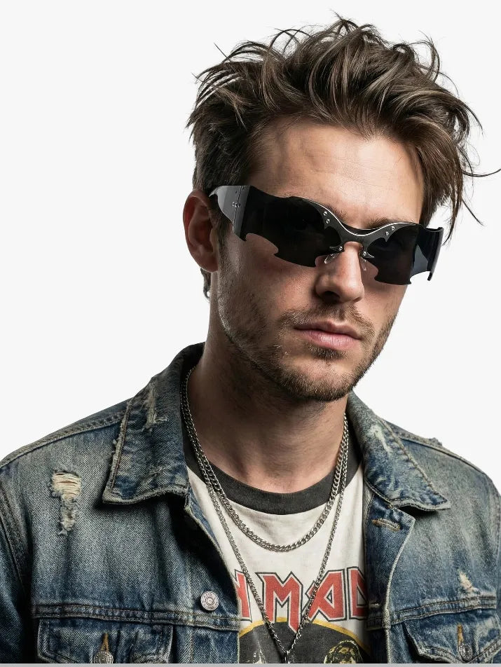 Punk Rimless Shield Sunglasses