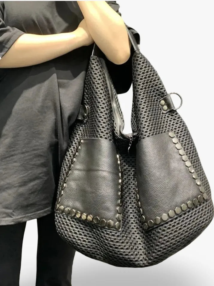 Retro Punk Mesh Shoulder Tote