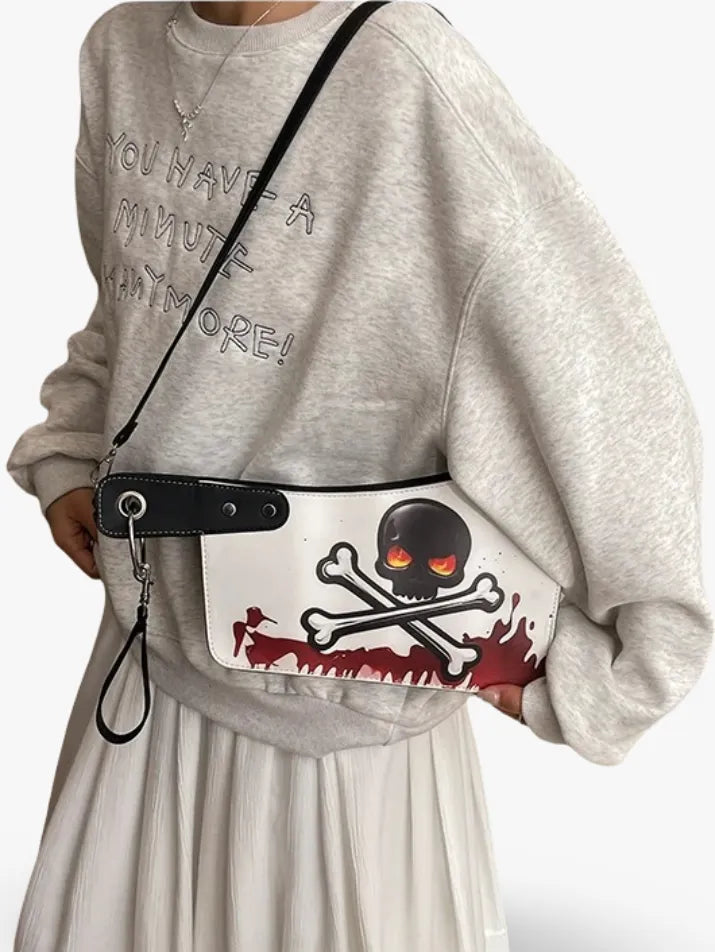 Gothic Skull Blood Print Shoulder Bag