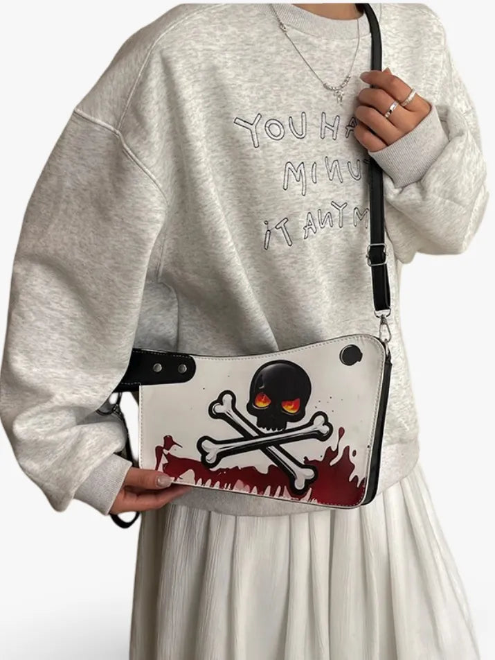 Gothic Skull Blood Print Shoulder Bag