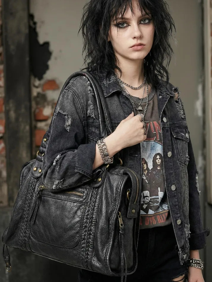 Spicy Washed Leather Shoulder Bag