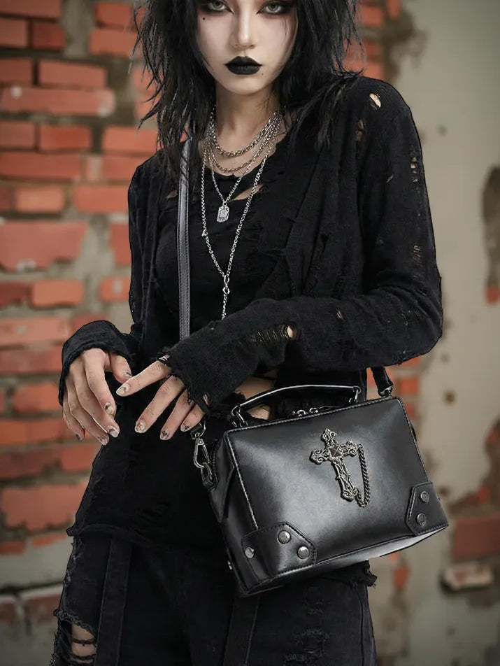 Gothic Skull Chain Square Crossbody Bag