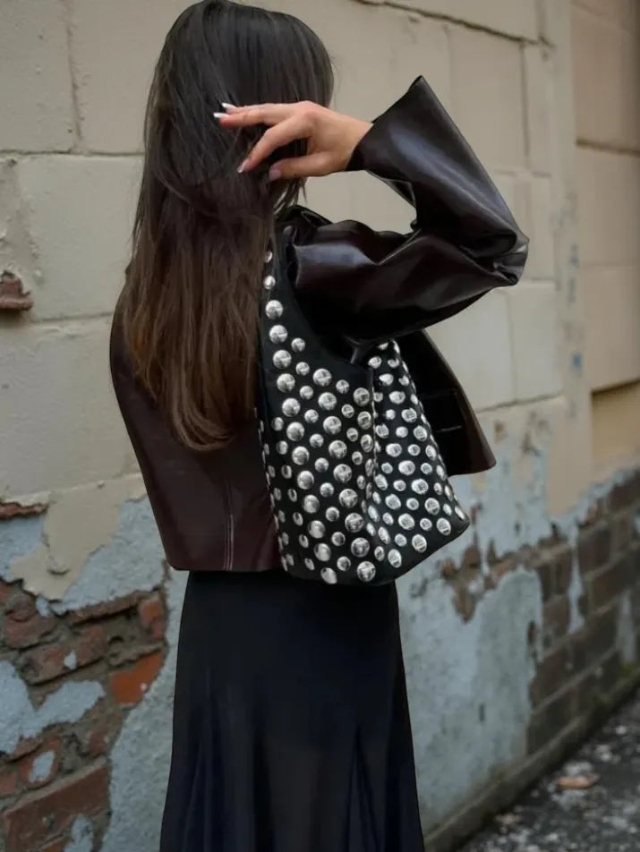 Punk Rivet Bucket Shoulder Bag