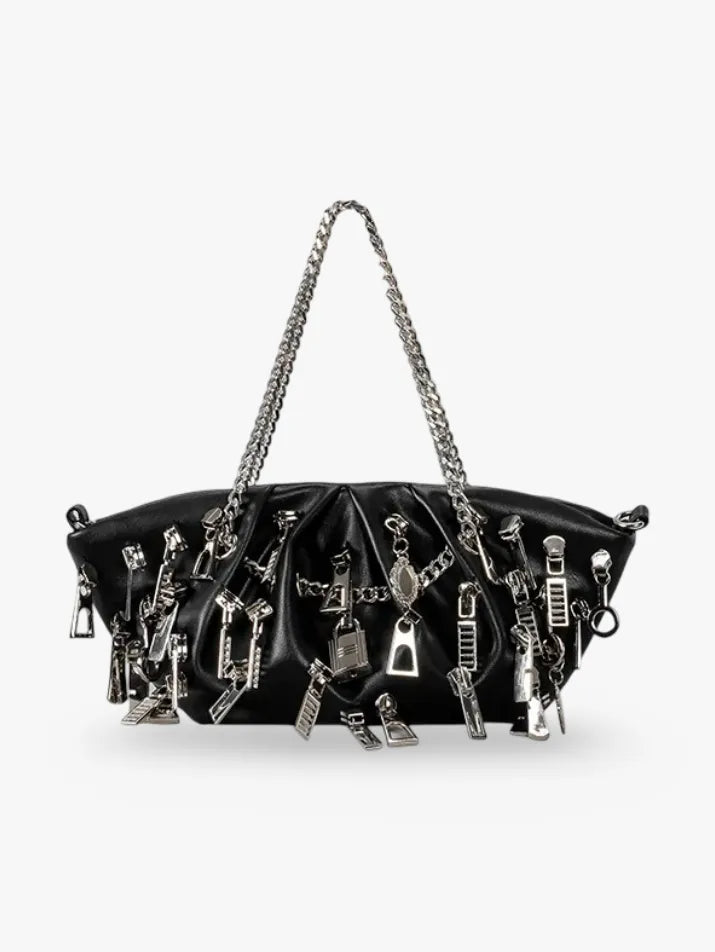 Punk Ruched Dumpling Shoulder Bag