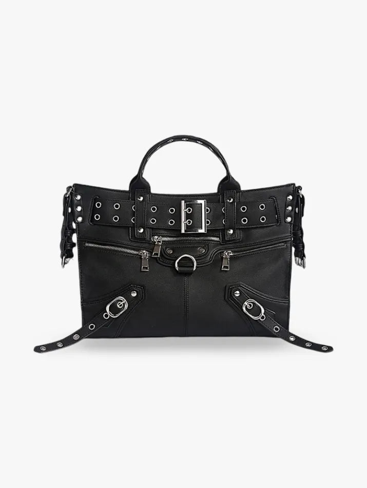 Gothic Moto Rivet Shoulder Tote