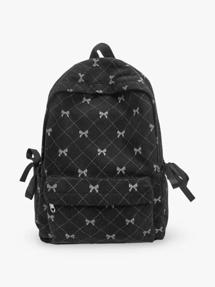 Corduroy Bow College Backpack