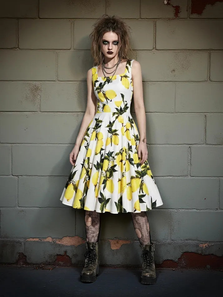 Vintage Lemon Pinup Summer Dress