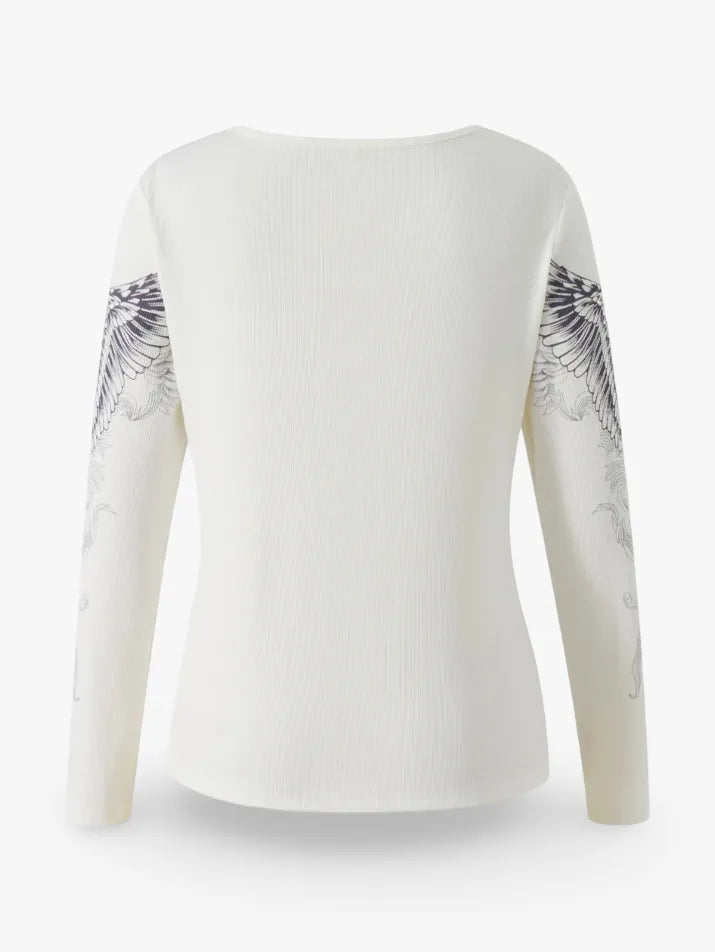 Cross Wing Grunge Long Sleeve Tee