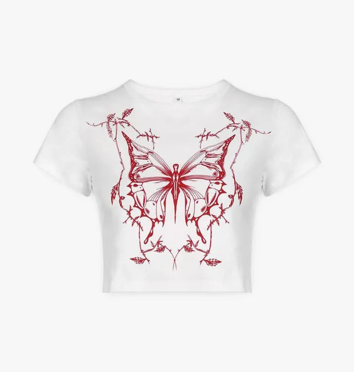 Fairy Grunge Butterfly Crop Tee