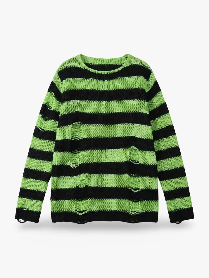 Purple Striped Fairy Grunge Knit Sweater