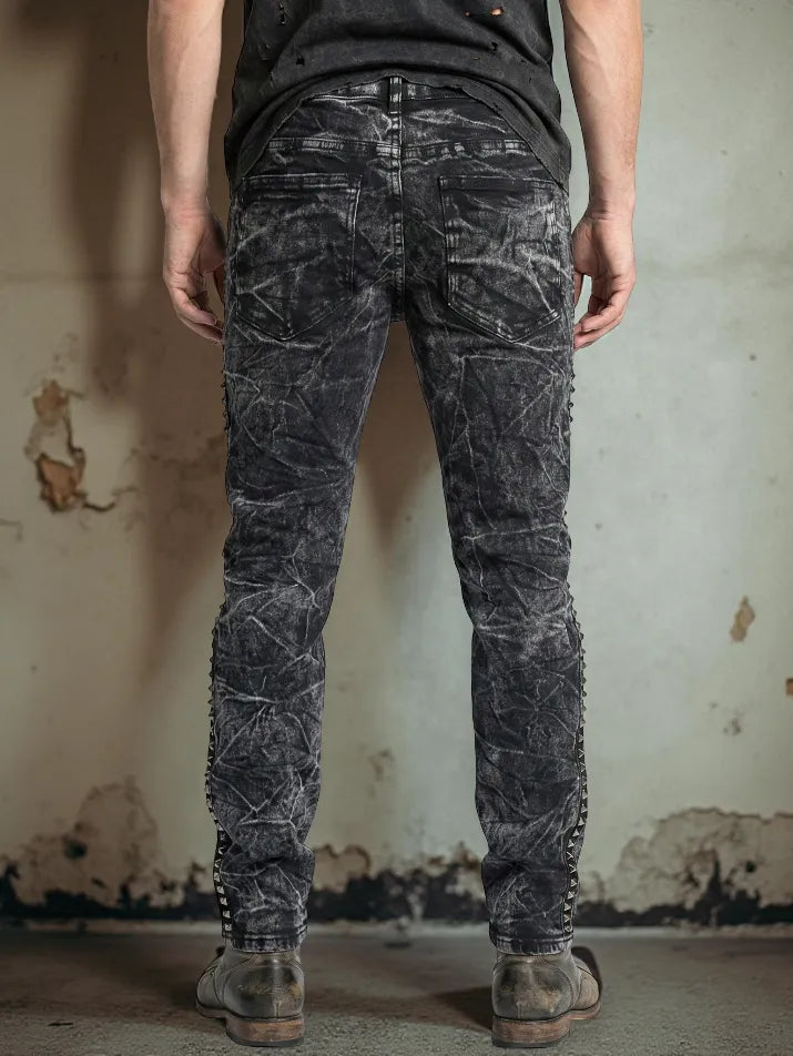 Retro Punk Washed Black Straight Jeans