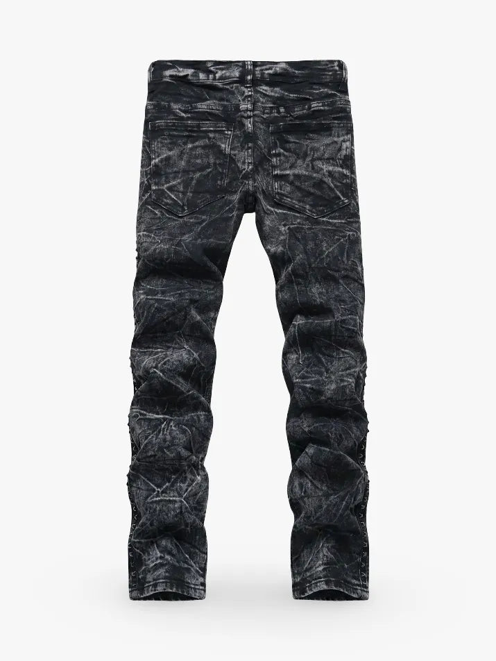 Retro Punk Washed Black Straight Jeans