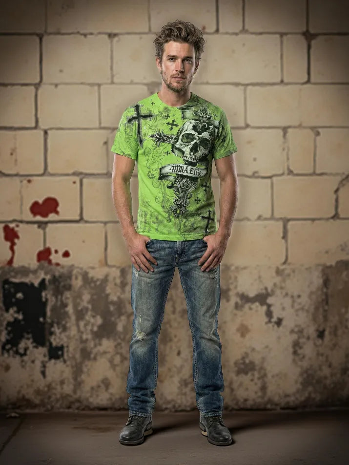 Retro Goth Skull Cross Graphic Tee