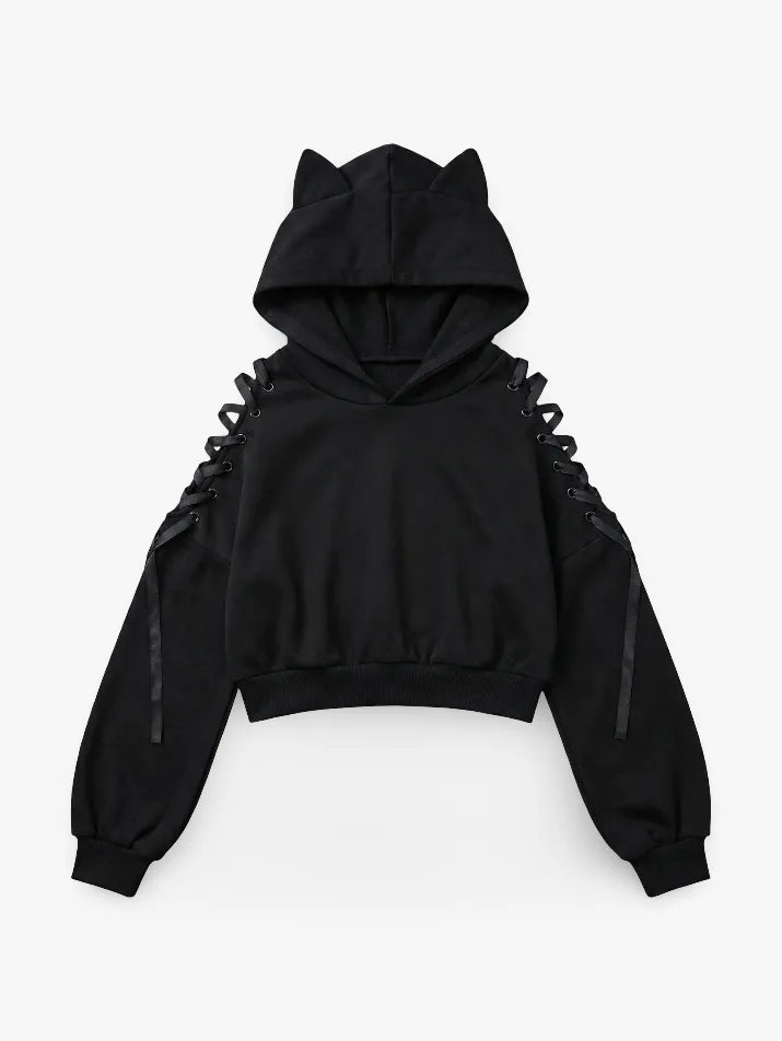 Gothic Hollow-Out Hooded Sweatshirt