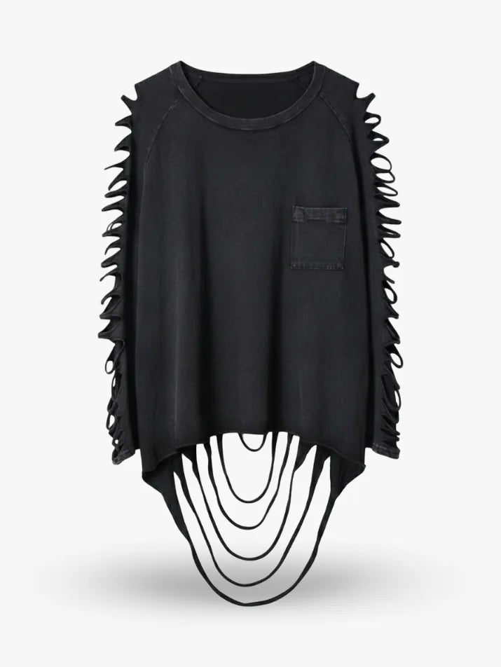Vintage Gothic Ripped Long Sleeve Tee