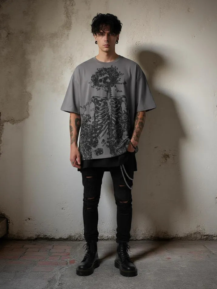 Gothic Skull Oversized Street Tee