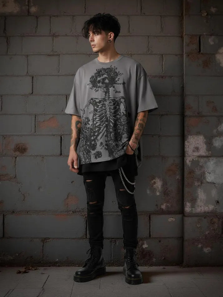 Gothic Skull Oversized Street Tee