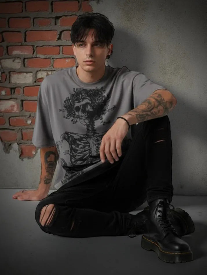 Gothic Skull Oversized Street Tee