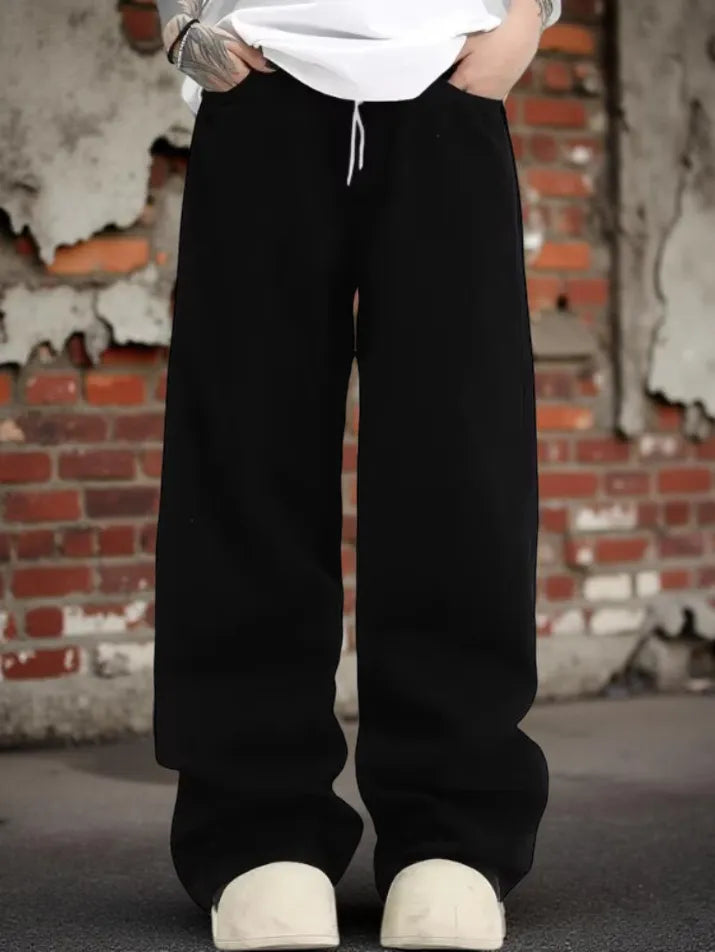 High-Street Cross Puzzle Print Loose Pants