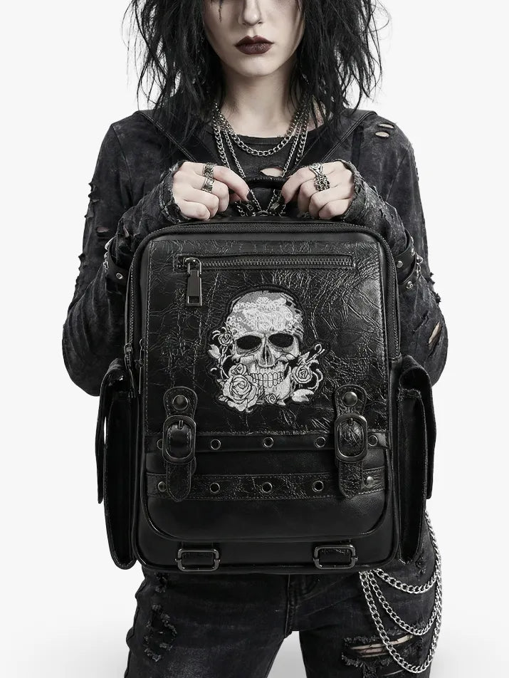 Steampunk Skull Rose Gothic Backpack