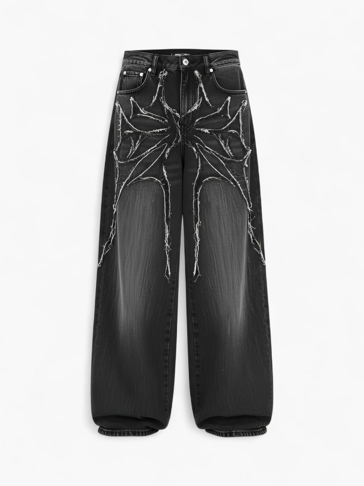 Gothic Phantom Spider Patch Baggy Jeans